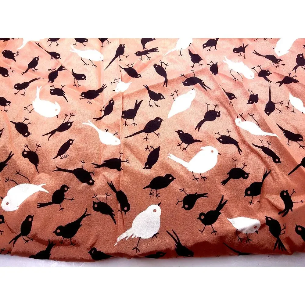 Vintage Whimsical Songbird Chickadee Fabric Remnant 2.3 Yards
